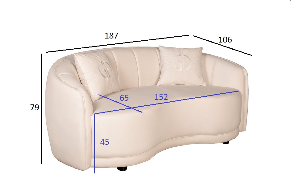 Диван двухместный велюровый бежевый Garda Decor 102AN-33822