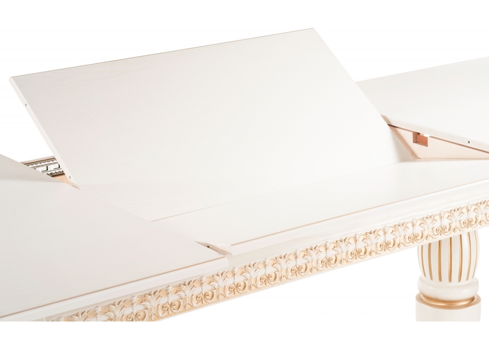 Стол деревянный Woodville Морнит 220(320)х110 молочный / золото 483916