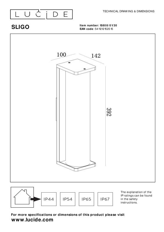Светильник настенный LUCIDE 15808/01/30