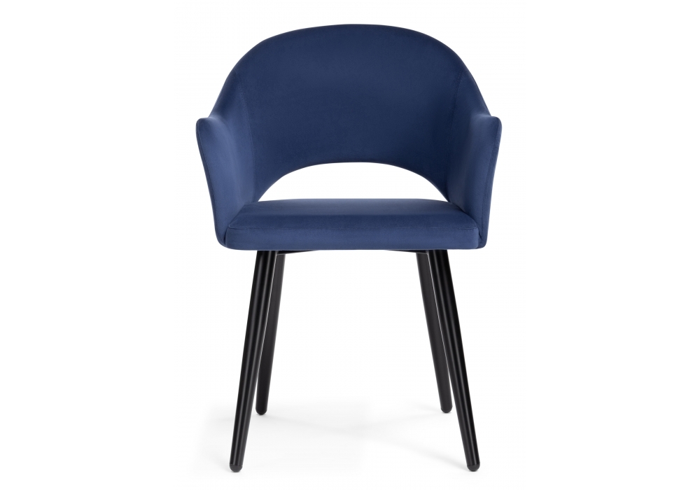 Стул Woodville Апри микровелюр темно-синий / черный глянец 464182