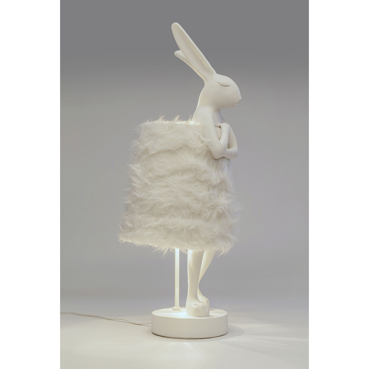 Светильник настольный Animal Rabbit Fur White/Silver 68cm KARE 56670