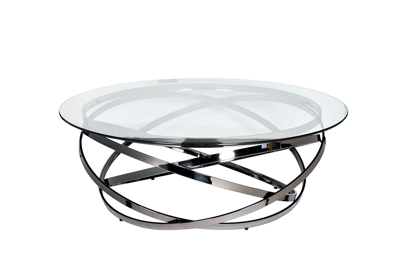 Стол журнальный круглый прозрачное стекло/темный хром Garda Decor GY-CT8402BL