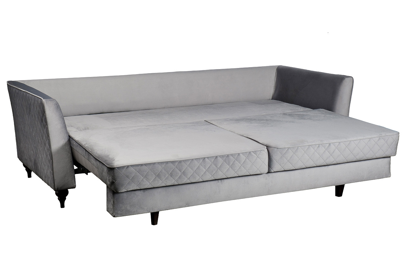 Диван Sorrento 230M трехместный раскладной светло-серый с кантом Garda Decor SORRENTO(K)-230M-2K-СВ.СЕРЫЙ-BEL40+BEL40