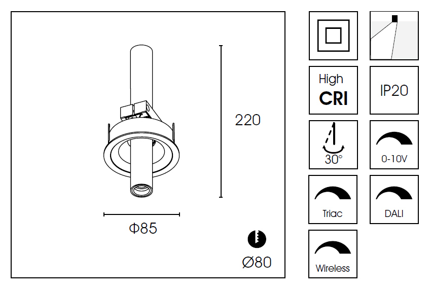Встраиваемый светильник Delight Collection DA7503DR-A
