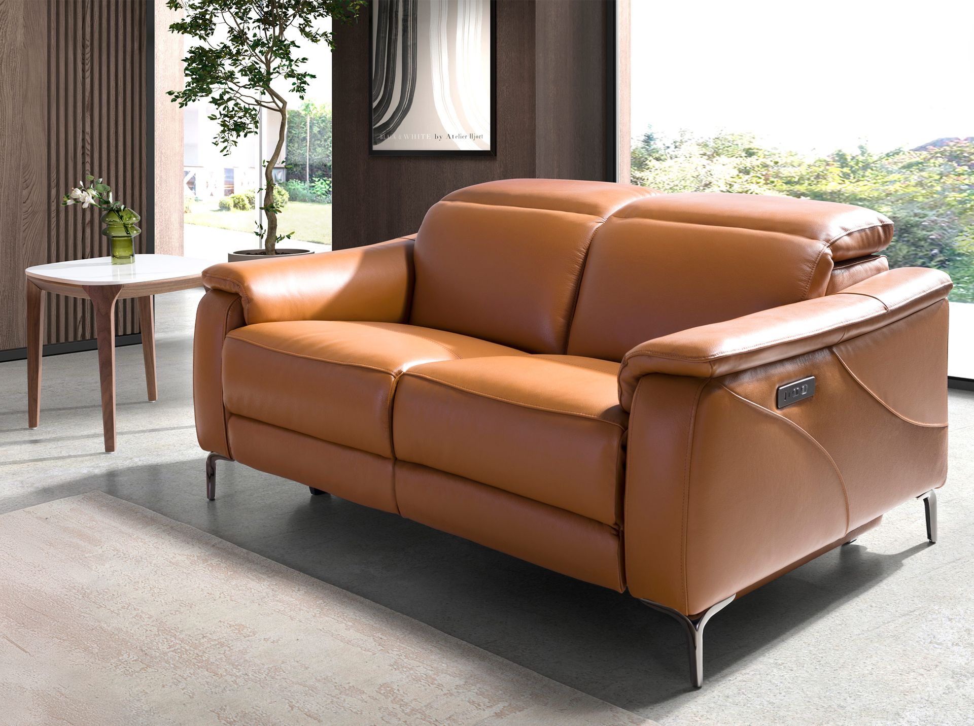 Диван 2-х местный с реклайнером 6180/KM6132-2P-M5676 из коричневой кожи Angel Cerda