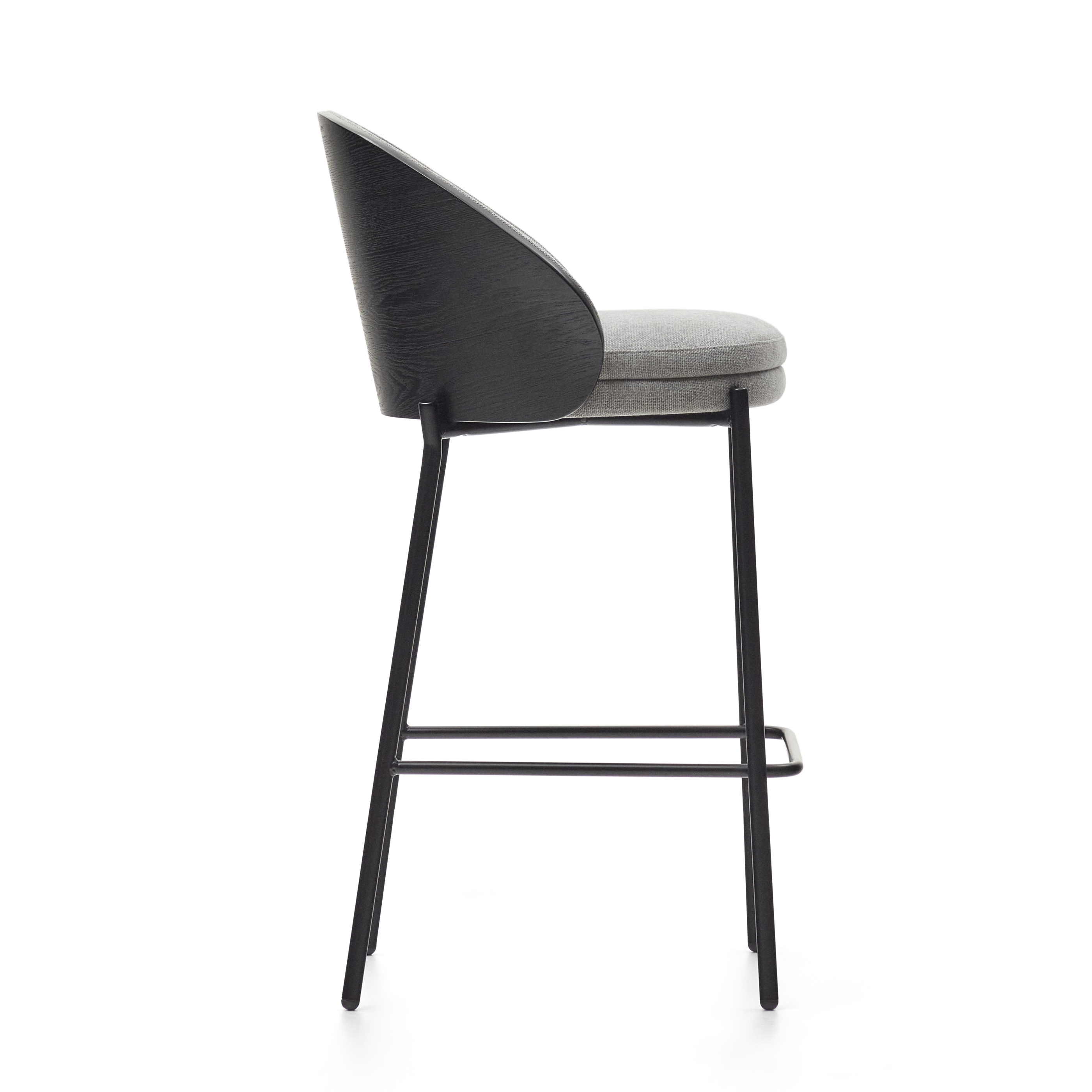 Eamy Светло-серый полубарный стул с отделкой из шпона ясеня с черным покрытием La Forma (ex Julia Grup)