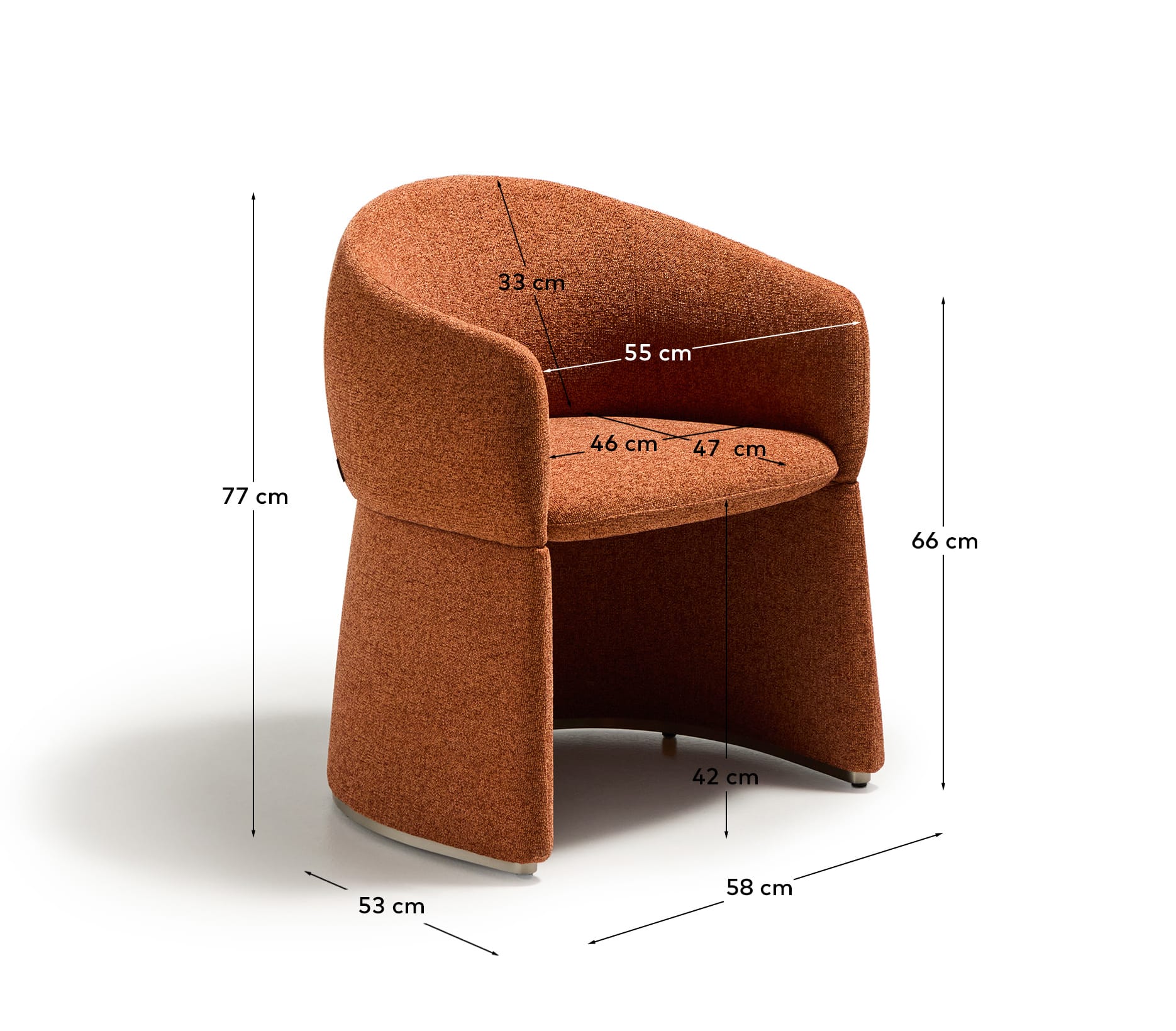 Стул Bosca из терракотовой шенилловой ткани La Forma (ex Julia Grup)