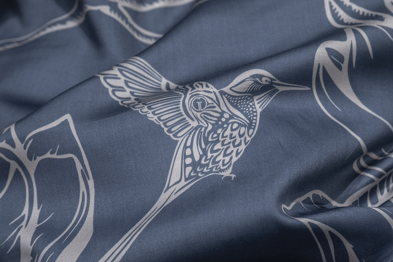 Пододеяльник Магнолия с принтом синий Garda Decor 144HF-10413