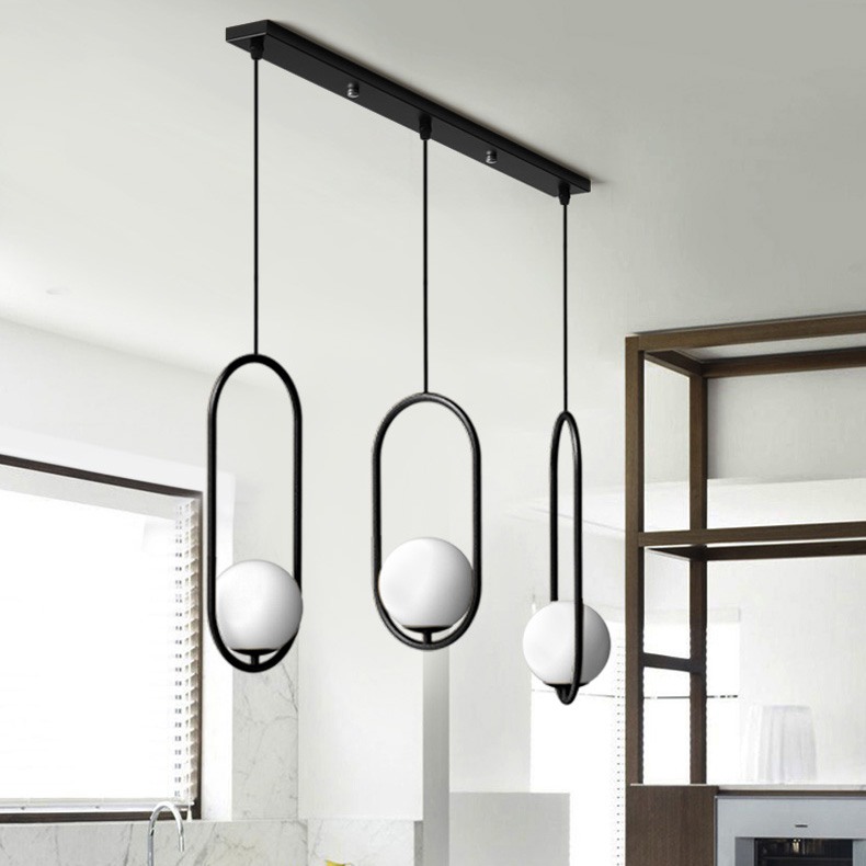 Подвесной светильник HOOP-TRIO Серебро, Эллипс S+L+S, Планка by ImperiumLoft