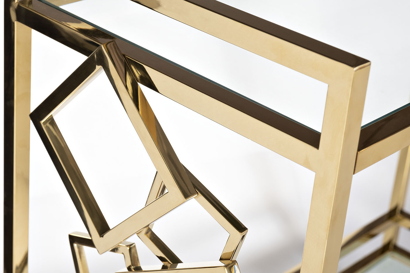 Стол-тележка сервировочная прозрачное стекло/золото Garda Decor GY-CRT8164GOLD