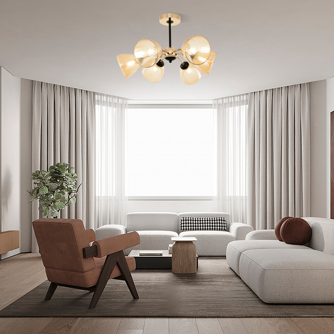 Люстра с плафонами 329007/3+3 GD.BK Arte Milano