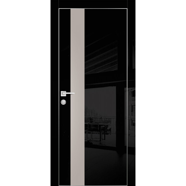 Межкомнатная дверь Graf HGX-10 Латте мателак Черный глянец (1900 х 550)