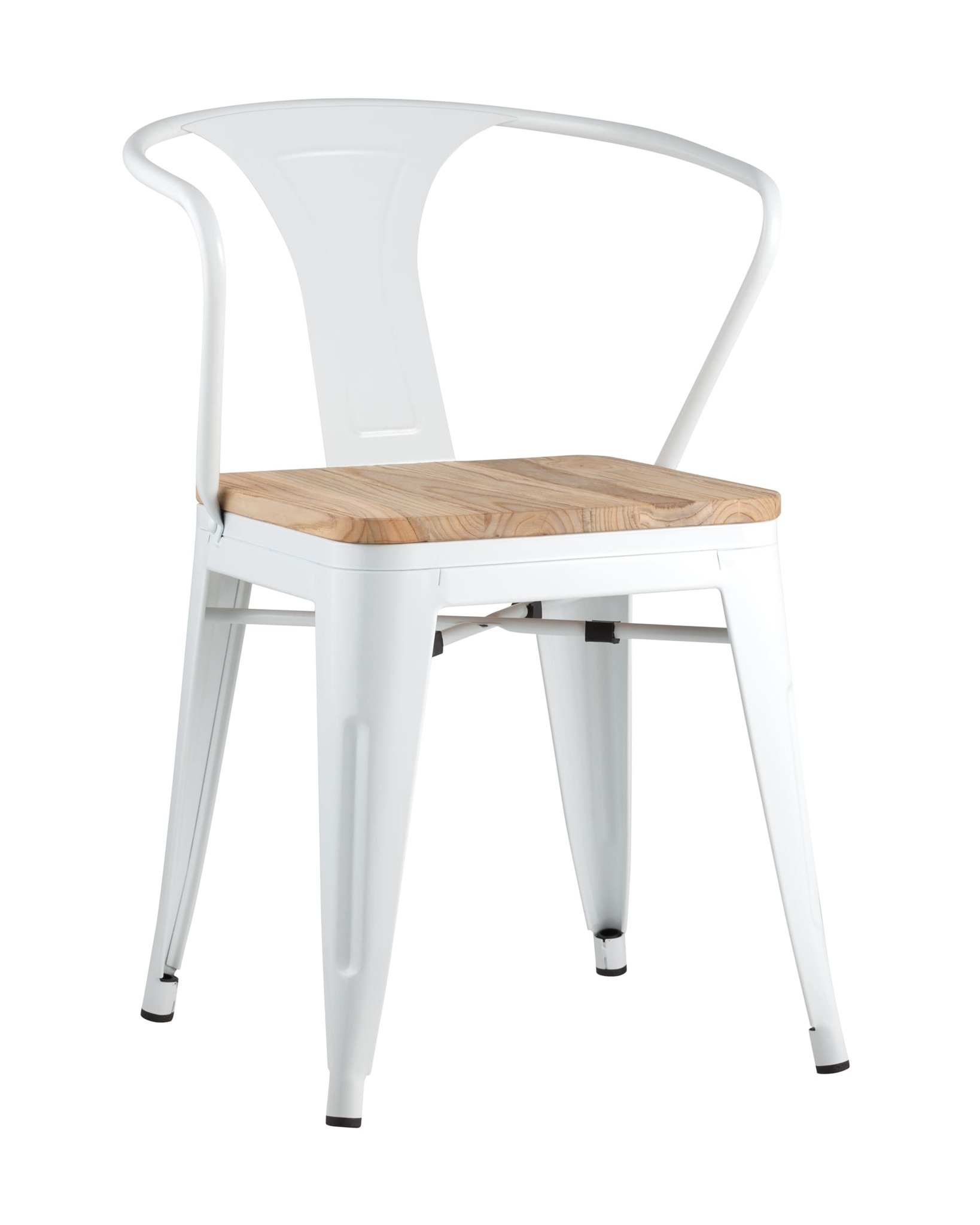 Стул TOLIX ARM WOOD с подлокотниками белый Stool Group