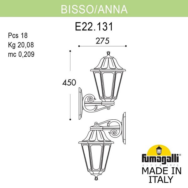 Светильник настенный Fumagalli E22.131.000.BXF1RDN
