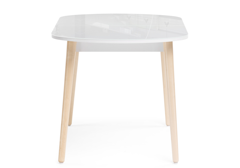 Стол стеклянный Woodville Клэйтон 130 белый / бук 379009