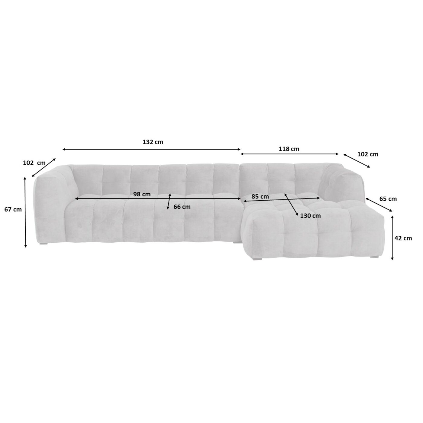 Диван правосторонний угловой Salamanca Grey Right 250cm KARE 88019