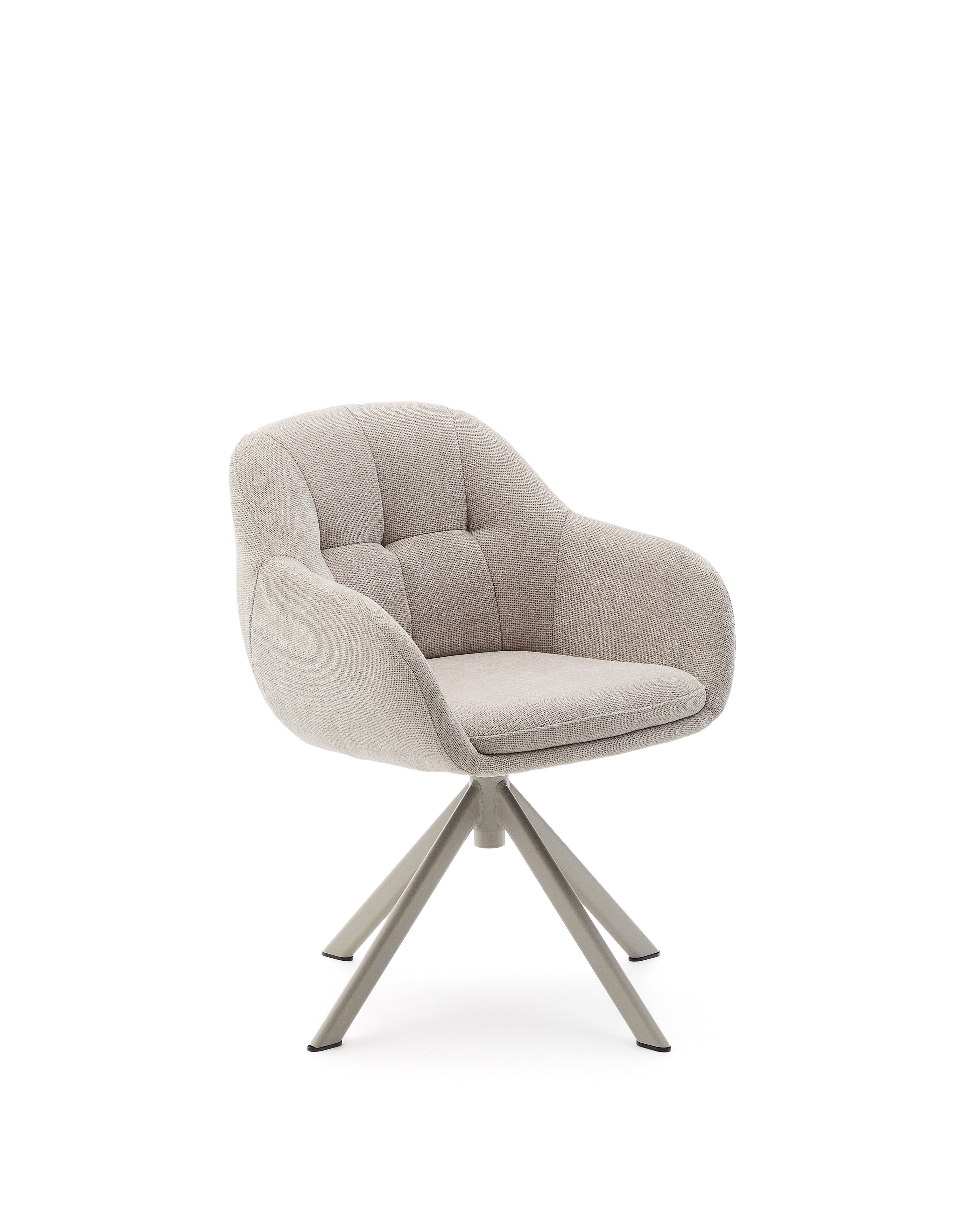 Dorina Вращающееся кресло из бежевого шенилла и стальными бежевыми ножками La Forma (ex Julia Grup)