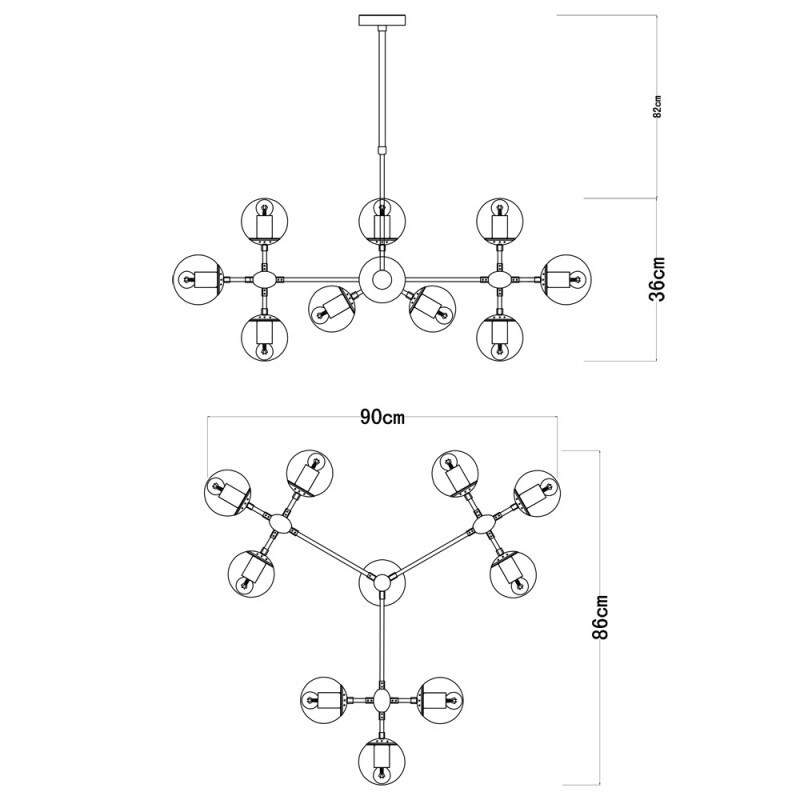 Люстра на штанге Arte Lamp A1664SP-12BK