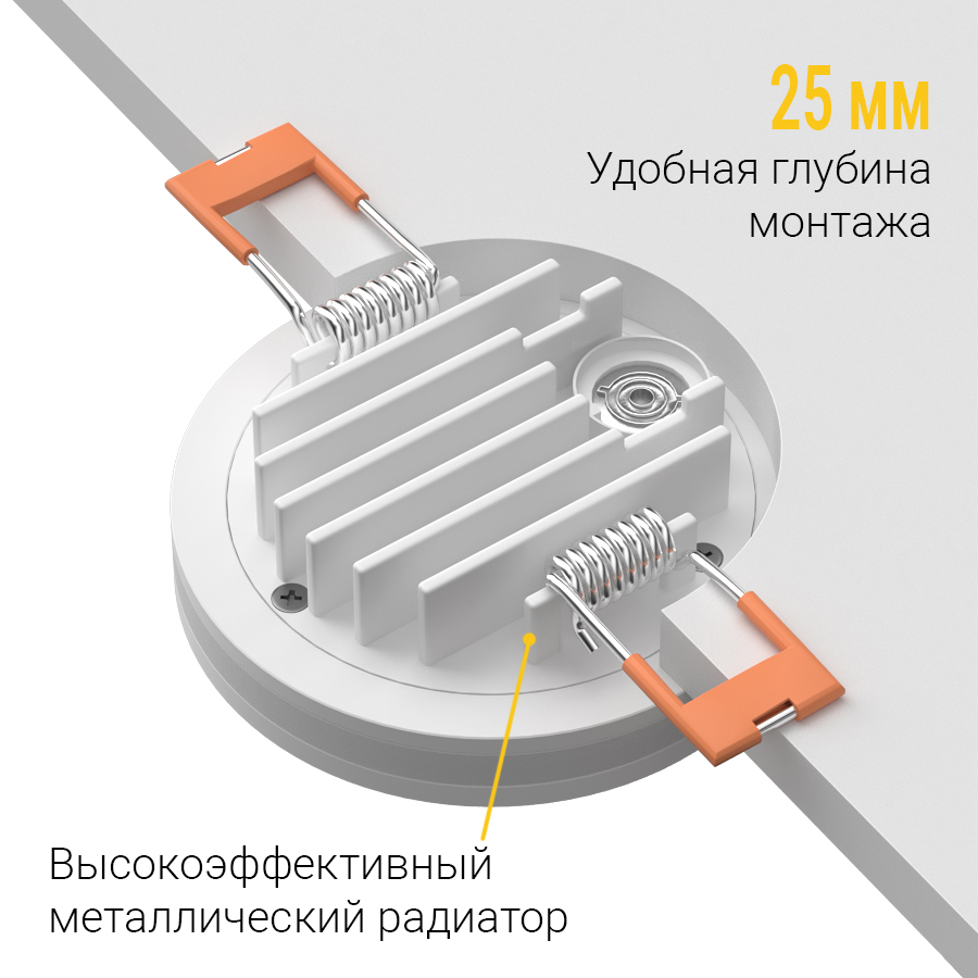 Встраиваемый светодиодный светильник Ledron LIP0906-5W-Y 3000K White