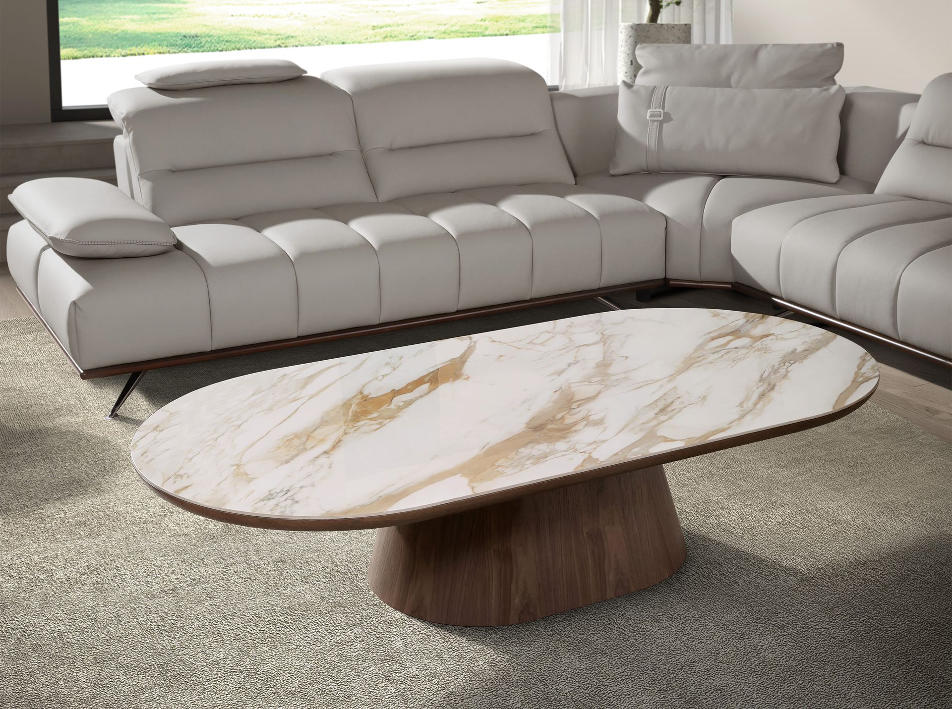 Журнальный стол 2160 из керамики в мраморной отделке и ореха Angel Cerda