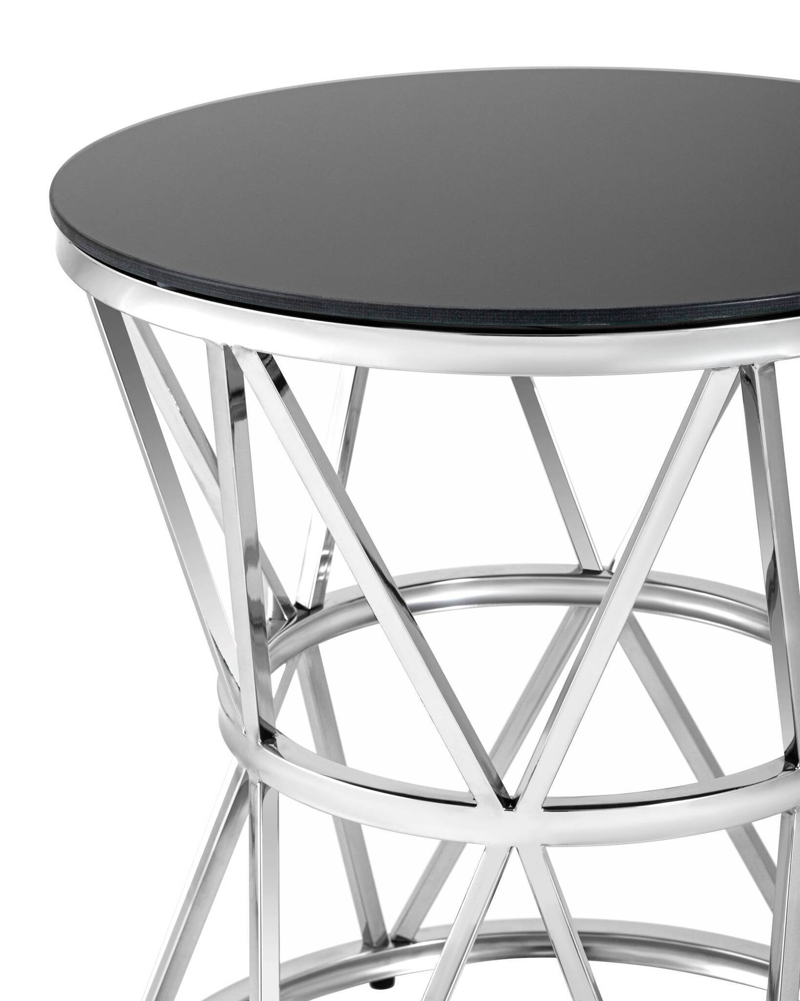 Журнальный стол 50*50 ВИВА серебро стекло черное Stool Group