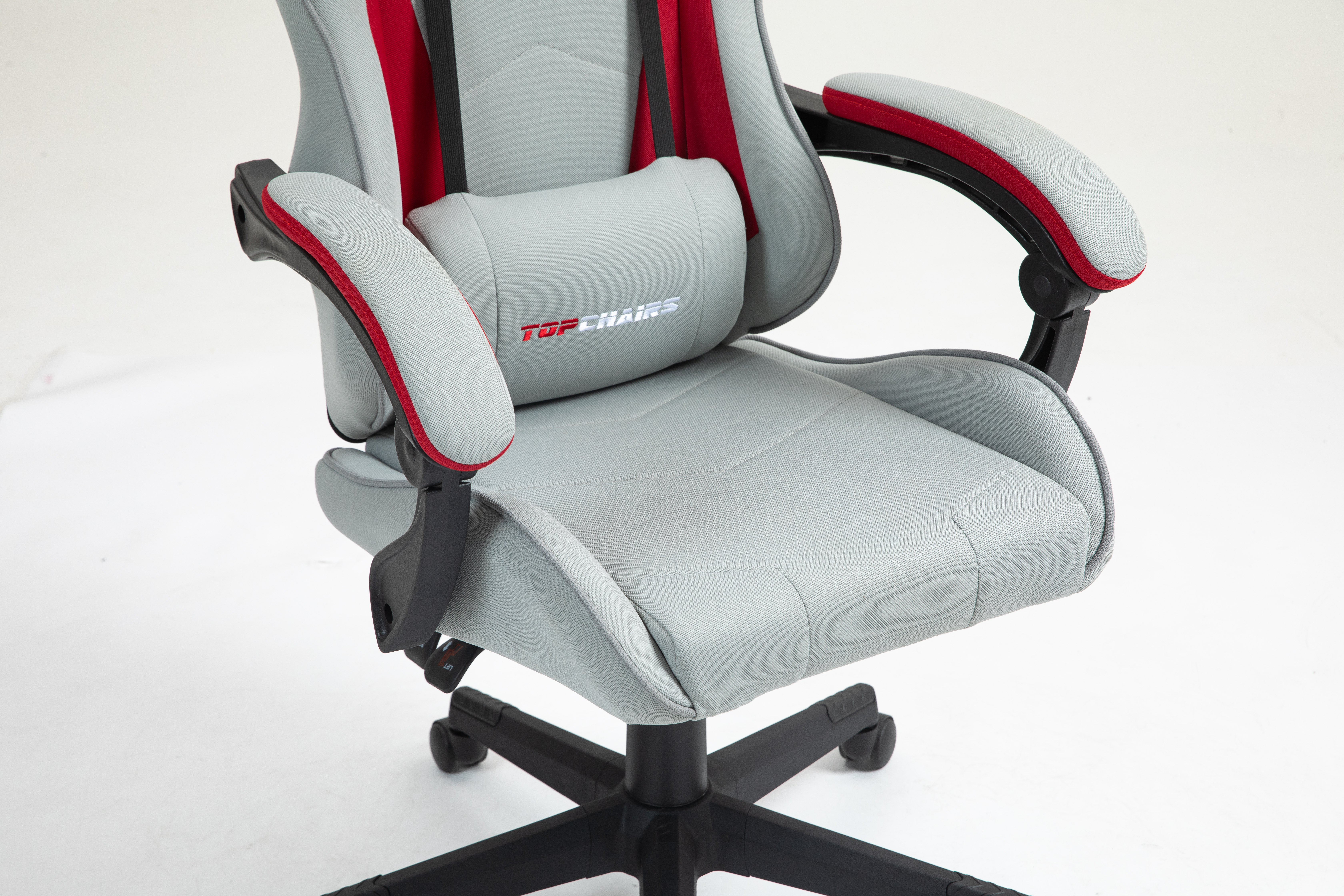 Кресло спортивное TopChairs Phantom ткань серо-красный Stool Group