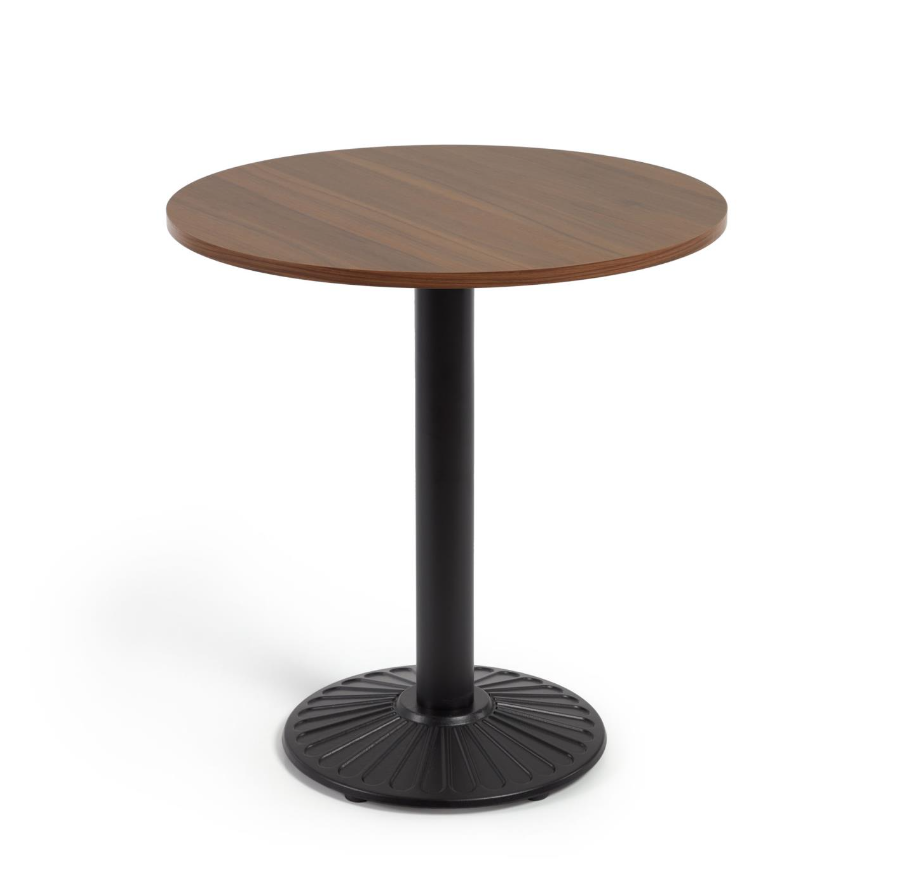 Tiaret Круглый стол из орехового дерева с черной металлической ножкой Ø 69,5 см La Forma (ex Julia Grup)