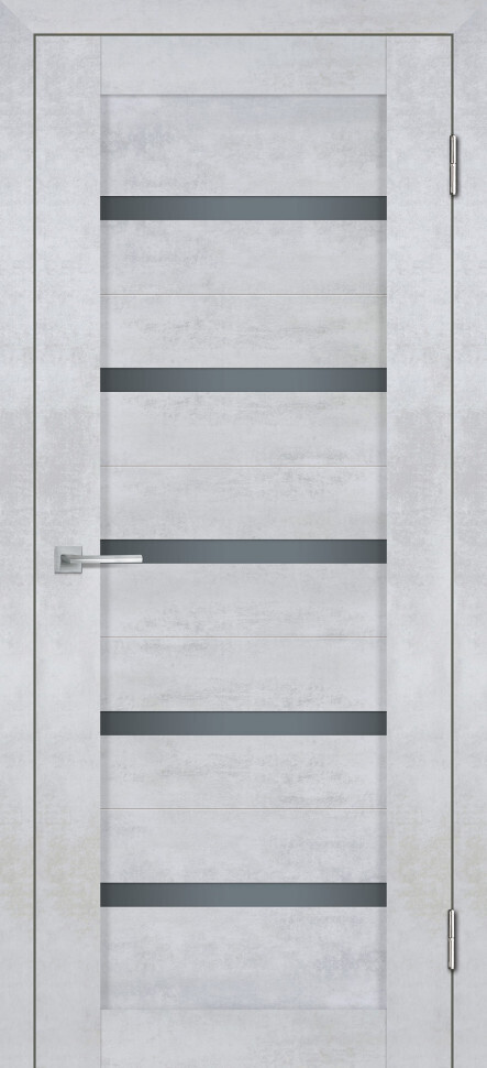 Межкомнатная дверь Graf Лайт-07 nanotex графит сатинат бетон снежный (2000 х 600)