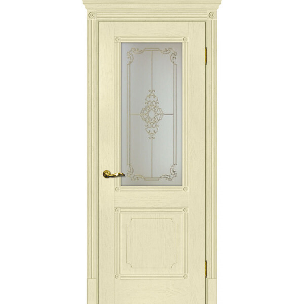 Межкомнатная дверь Graf Флоренция-2 Сатинат, контурный полимер золото Ваниль (2000 х 900)