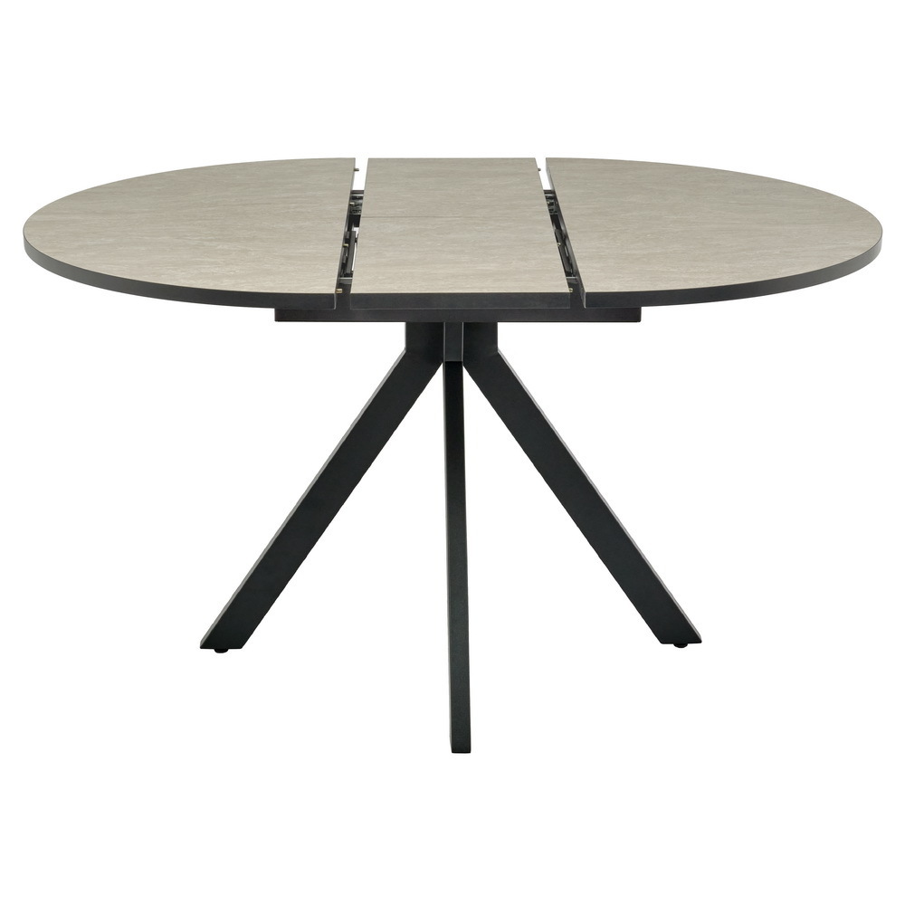 Стол Rudolf круглый раскладной 100-130x100x75см, Бетон слюда, чёрный Bradex Home RF 0302