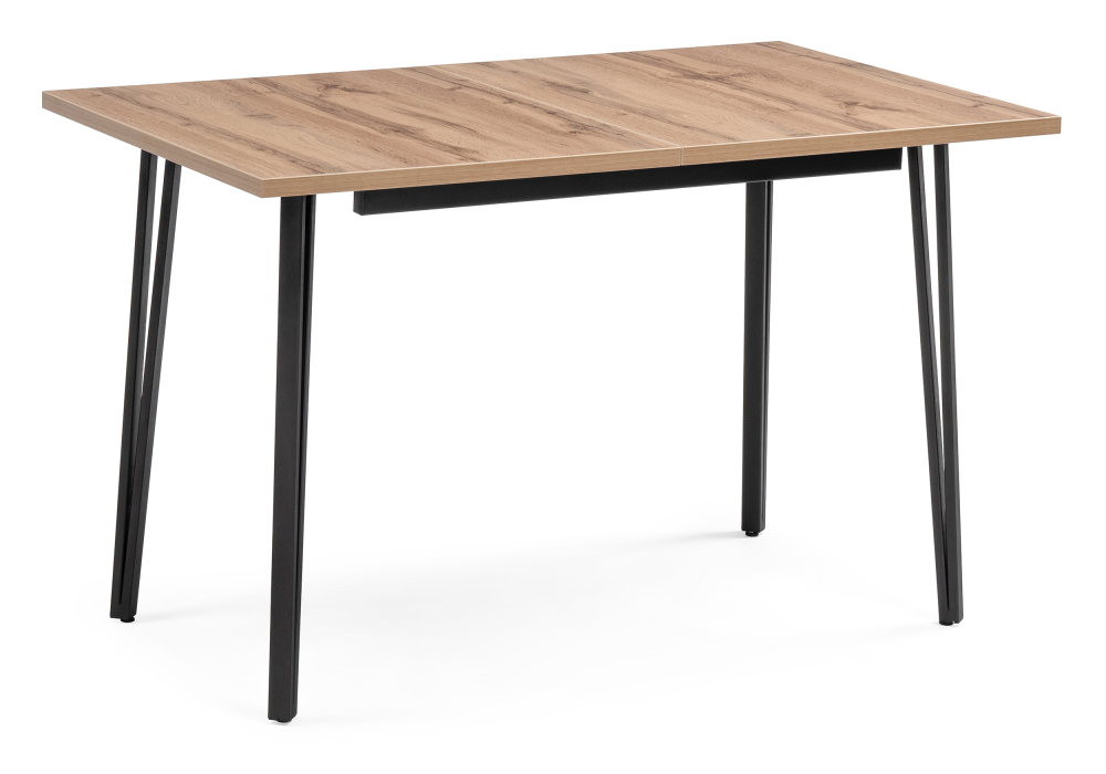 Стол деревянный Woodville Денвер Лофт 120(160)х75х75 25 мм дуб вотан / матовый черный 506947