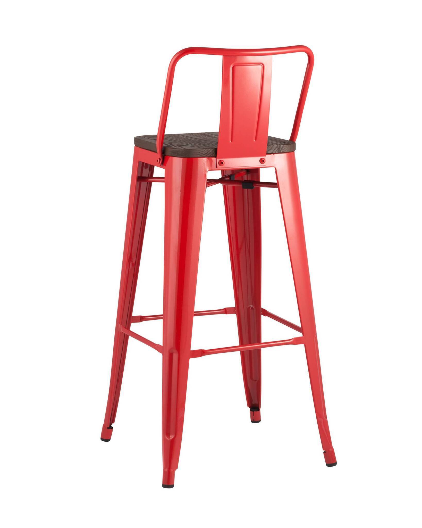 Стул барный TOLIX WOOD со спинкой красный глянцевый Stool Group