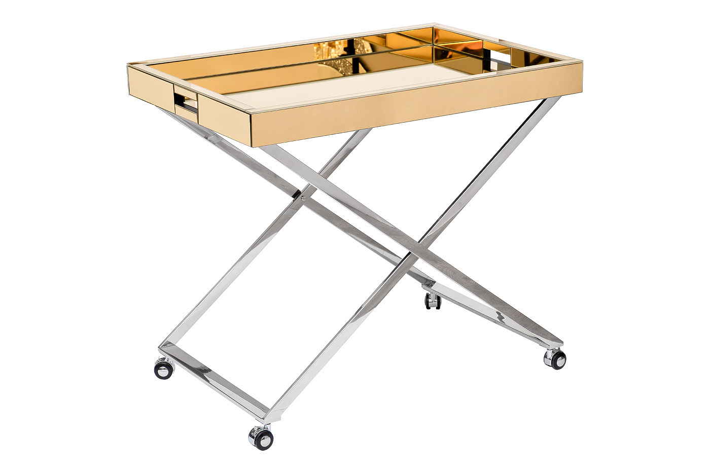 Стол сервировочный зеркальный золото/хром Garda Decor KFG135
