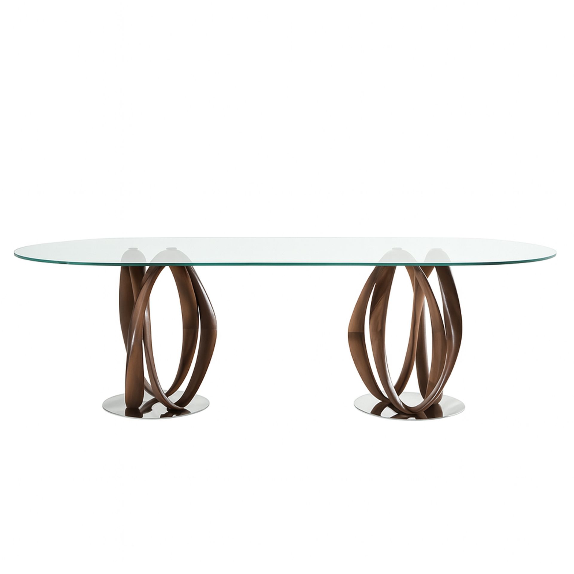 Овальный обеденный стол DT801/1022 из закаленного стекла и ореха Angel Cerda