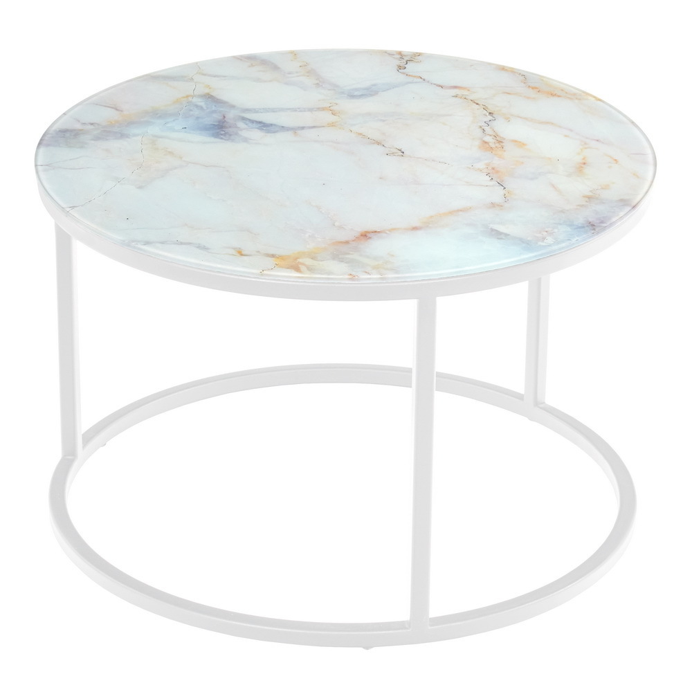 Набор кофейных столиков Tango бежевый мрамор с белыми ножками, 2шт Bradex Home RF 0352