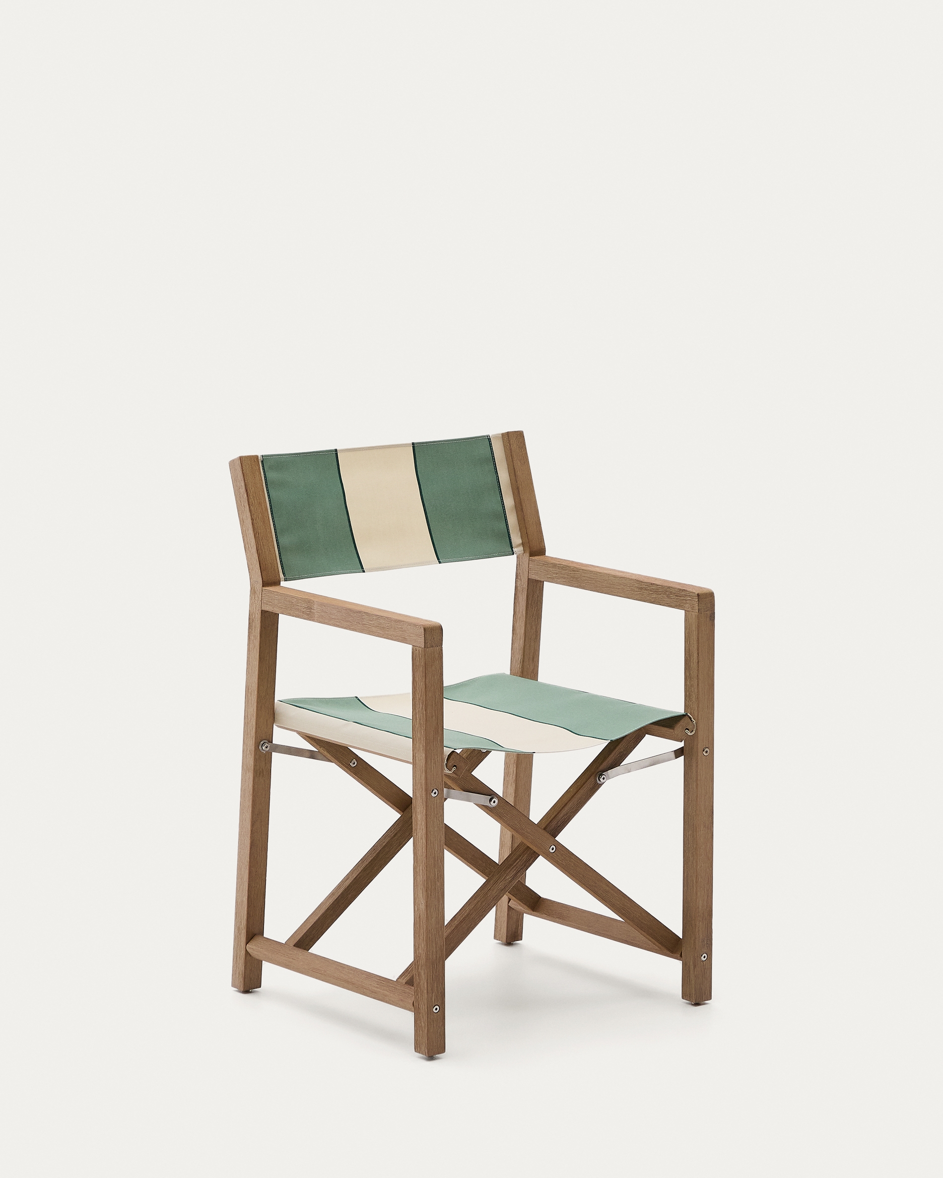 Уличный cкладной стул Vilara в зелёно-бежевую полоску из акации La Forma (ex Julia Grup)