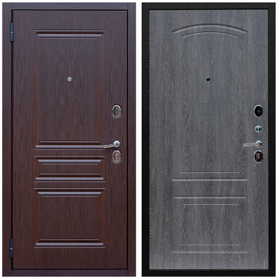 Дверь входная Graf Экстра МДФ 10 мм ФЛ-243 Лиственница шоколад / МДФ 6мм ФЛ-138 Дуб Филадельфия графит