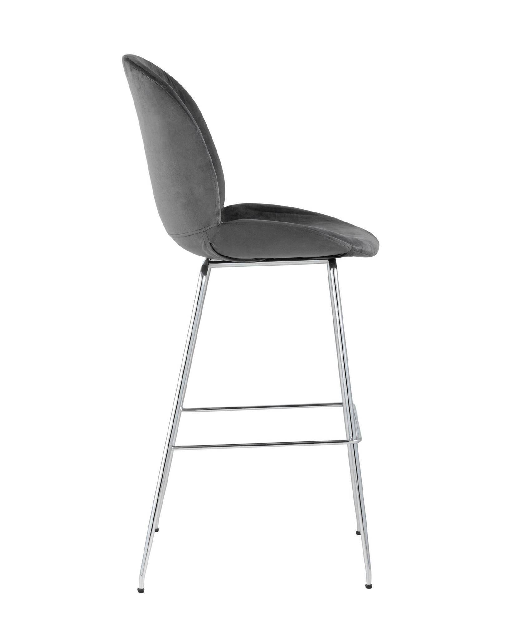 Стул барный Beetle со спинкой серый хромированные ножки Stool Group