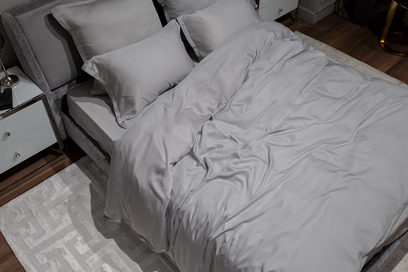 Пододеяльник тенсель 220х200см серый Garda Decor 144HF-10312