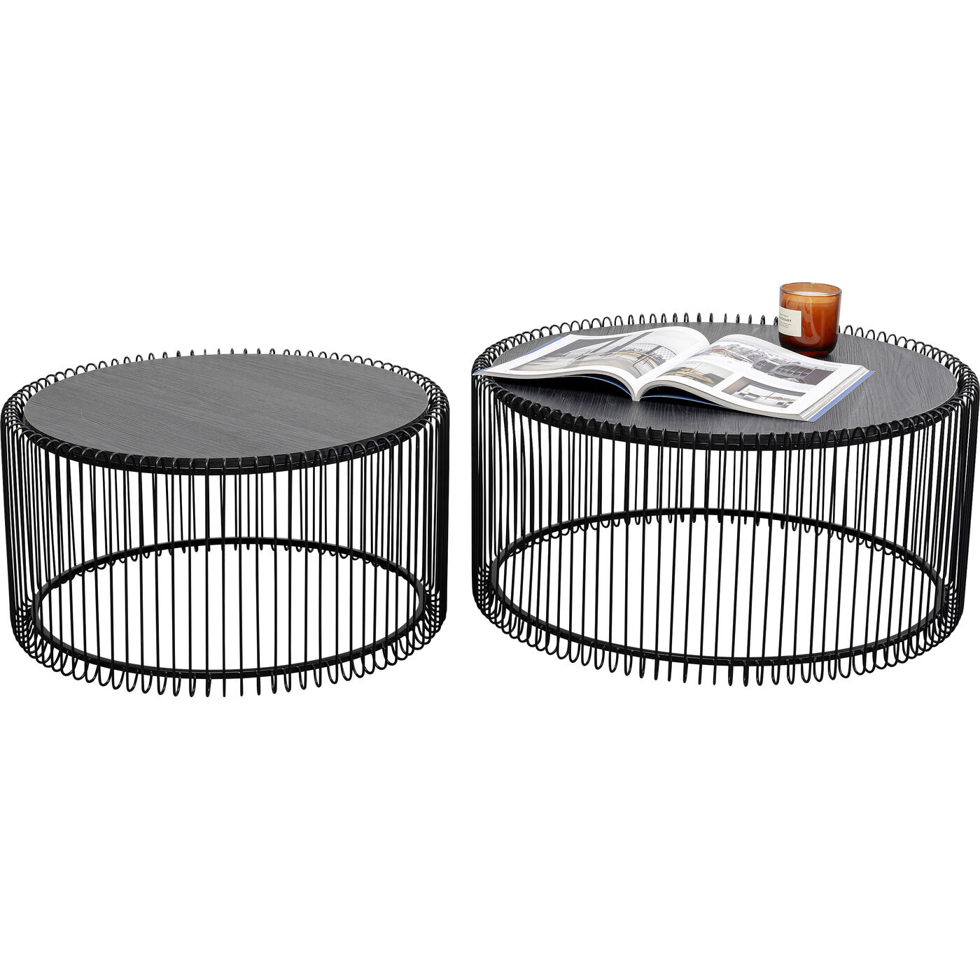 Стол кофейный Wire Black Wood (2/Set) KARE 87816