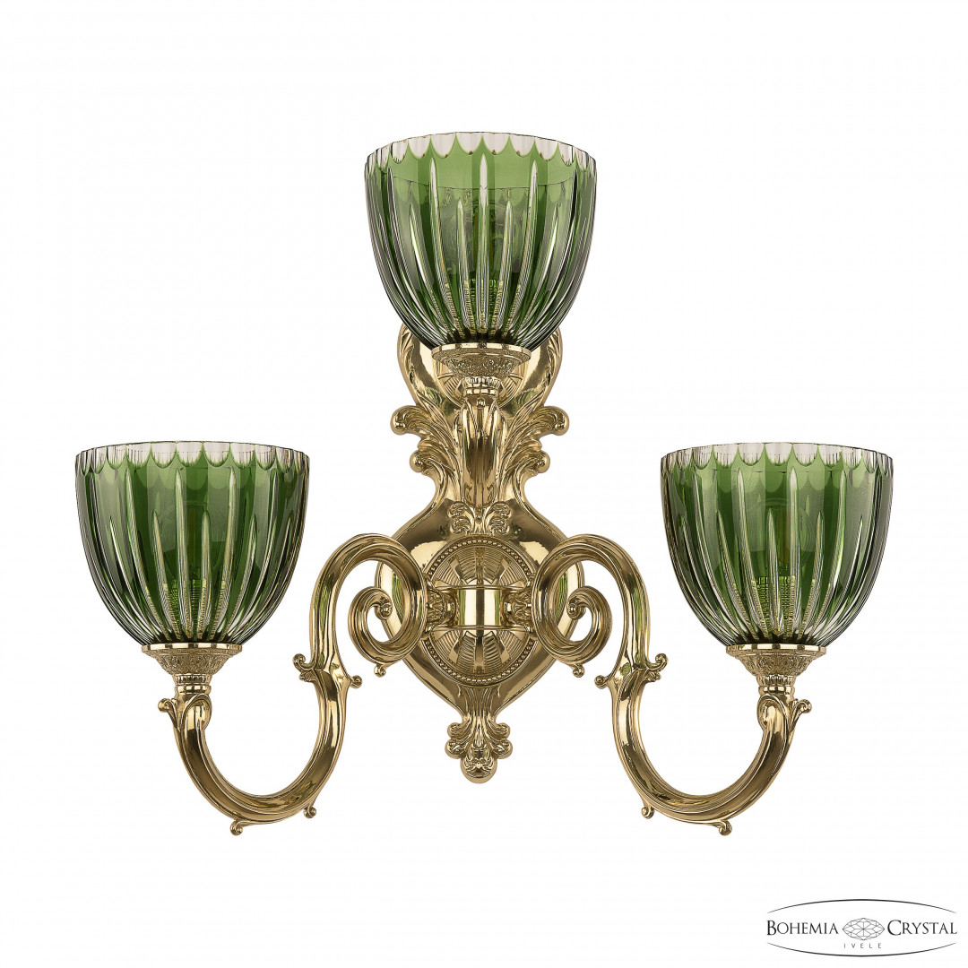 Бра бронзовые с хрусталём 7203B16/2+1/210 G P1 U Clear-Green/H-1K