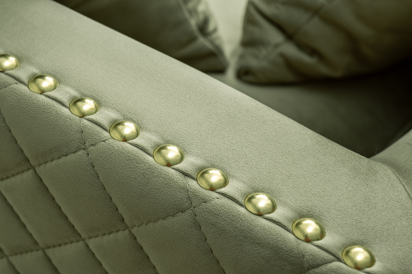 Диван-кушетка правый велюровый оливковый Garda Decor SORRENTO-COUCH-Colt1002