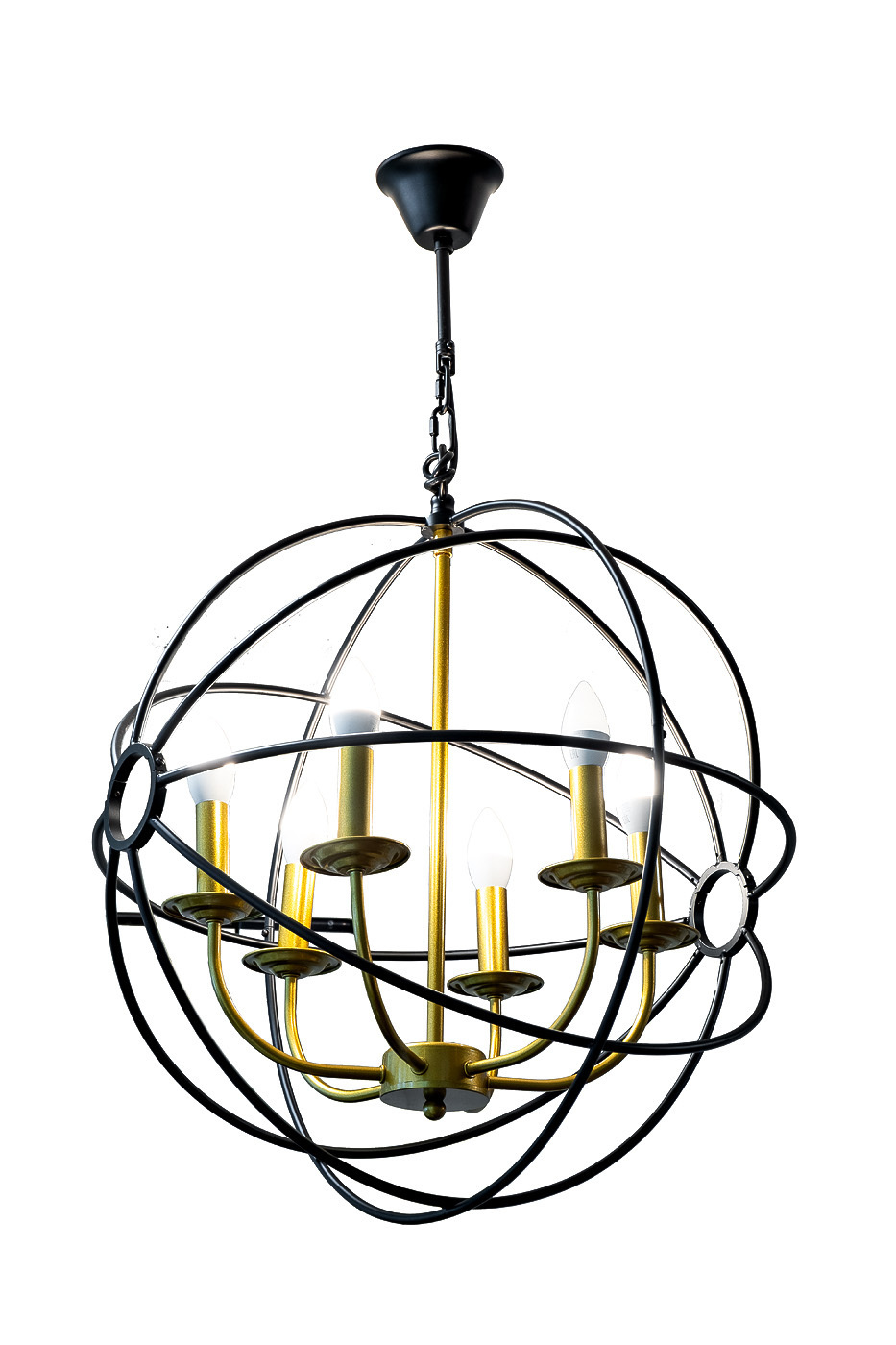 Светильник потолочный "Сфера" латунь/черный Garda Decor 91GH-2020-6