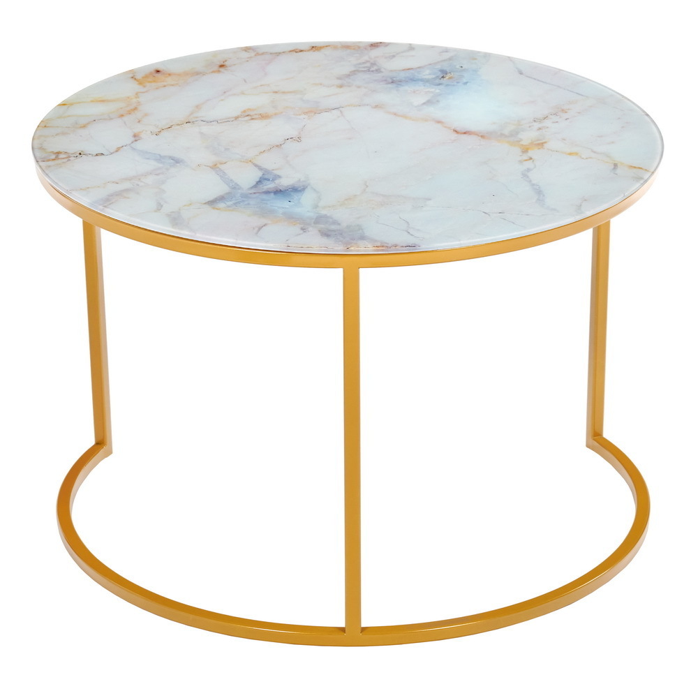 Набор кофейных столиков Tango бежевый мрамор с ножками матовое золото, 2шт Bradex Home RF 0353