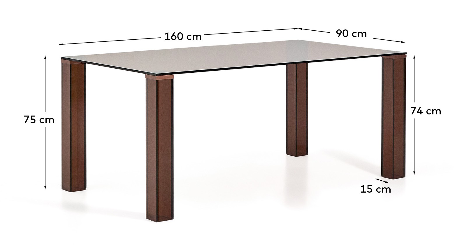 Стол Adularia из коричневого закаленного стекла 160 x 90 см La Forma 447719