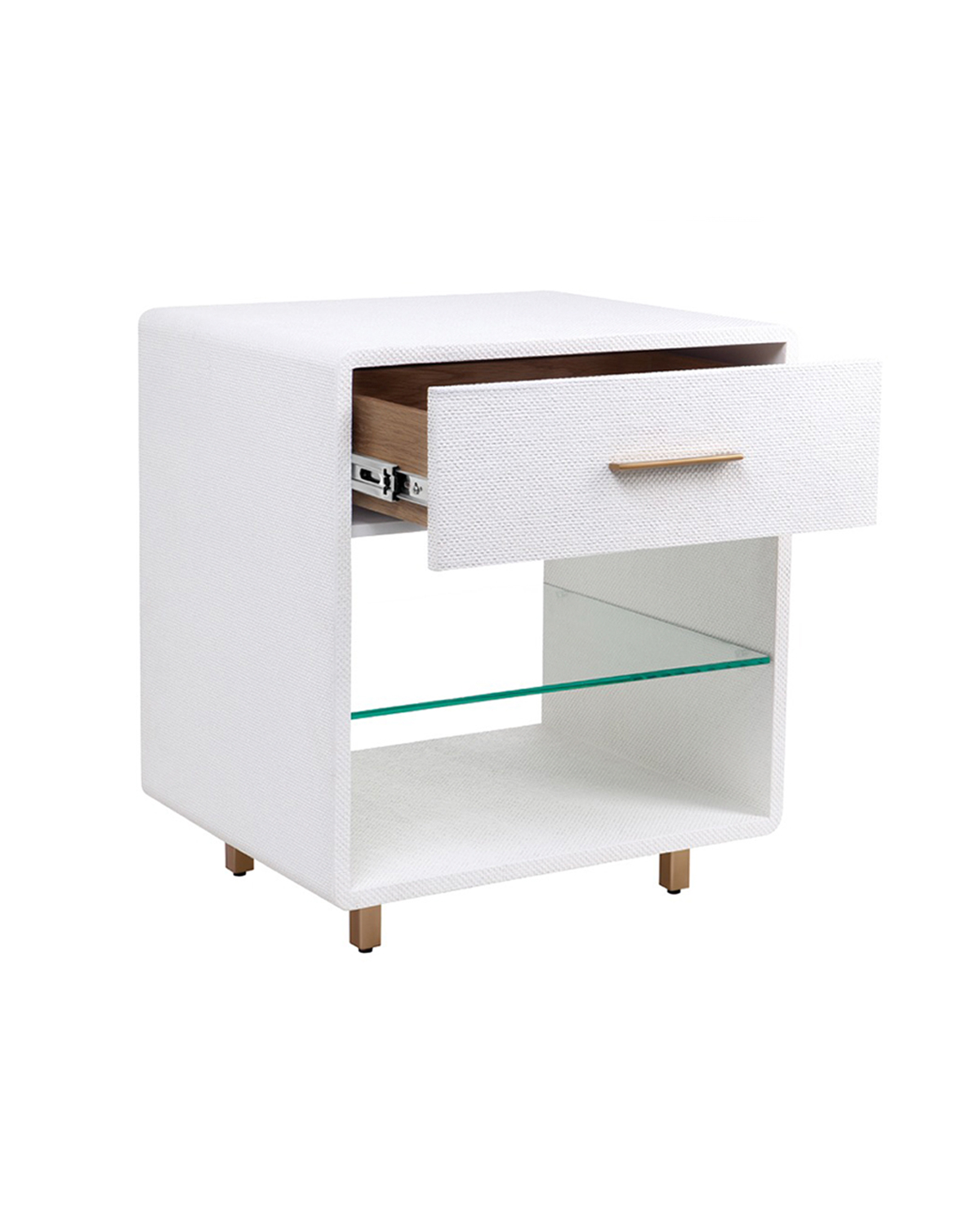 Белая прикроватная тумба с фактурной отделкой “Тейт” Louvre Home LHFBT12WL/DPO