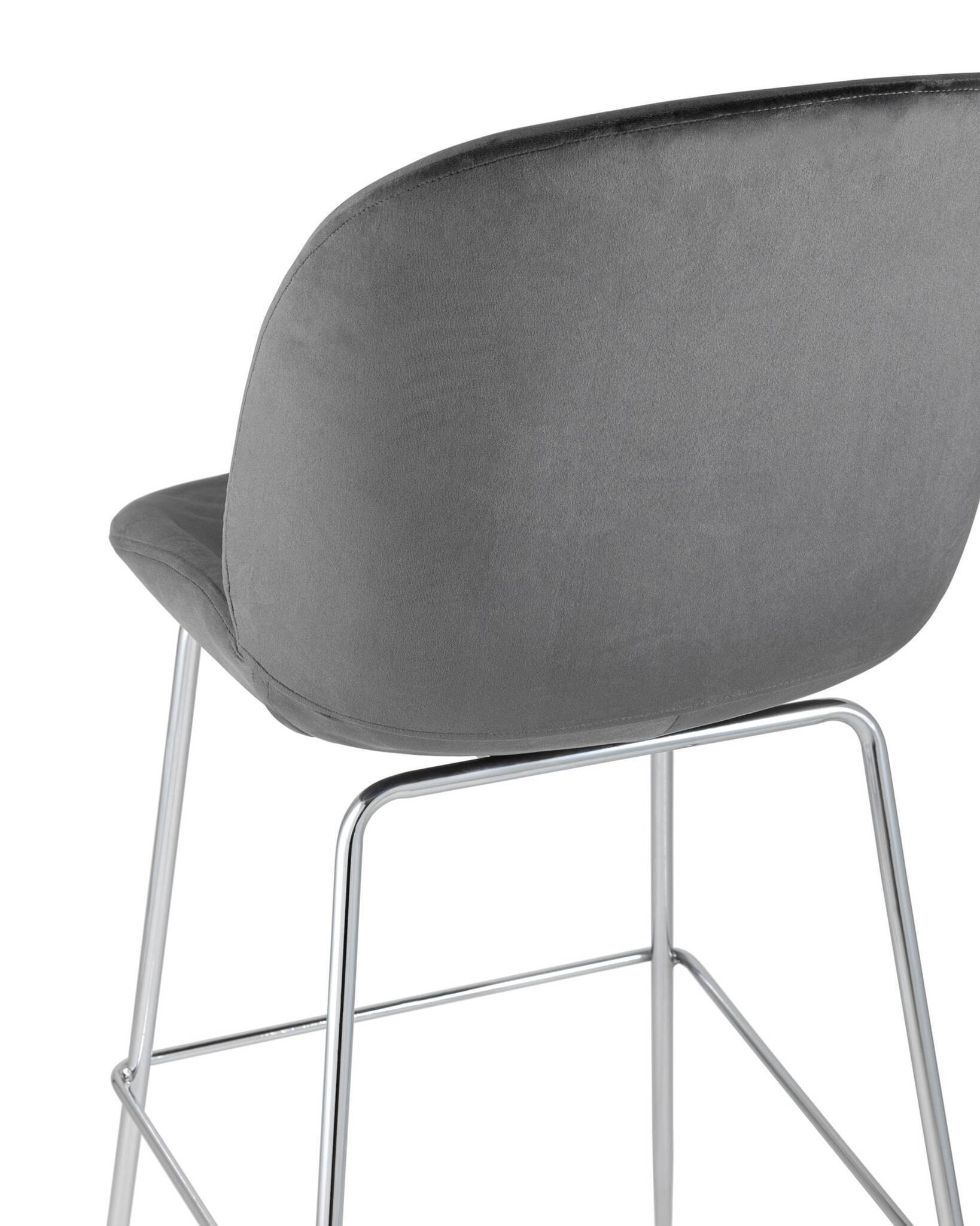 Стул барный Beetle со спинкой серый хромированные ножки Stool Group
