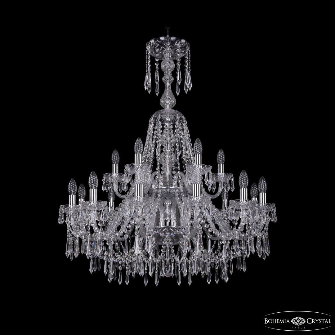 Люстра хрустальная 1403/12+6/300/XL-100/2d Ni