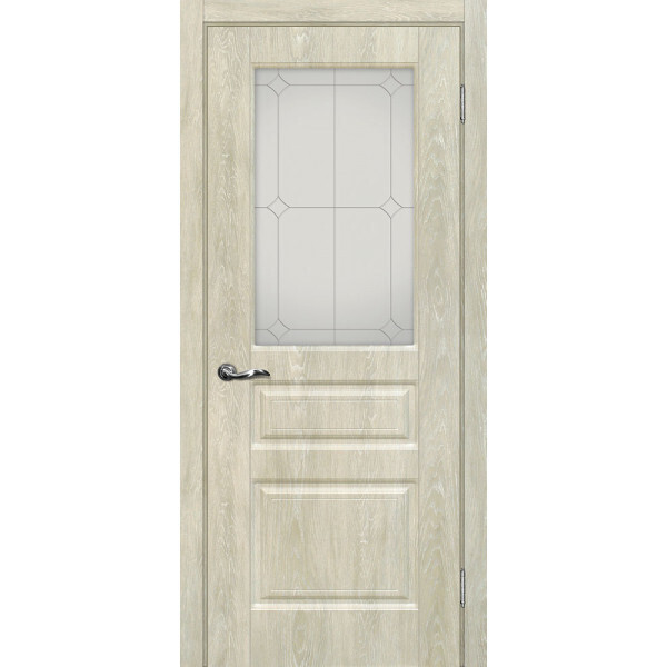 Межкомнатная дверь Graf Версаль-2 Сатинат, контурный полимер серебро Дуб седой (2000 х 900)