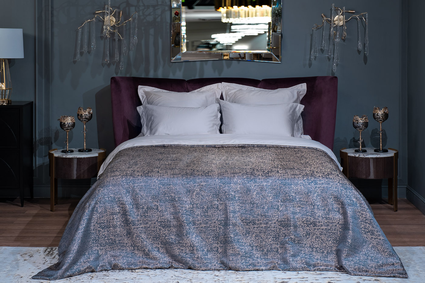 Покрывало BARI 260х260см голубое Garda Decor GD-TEL09-POKR GOL